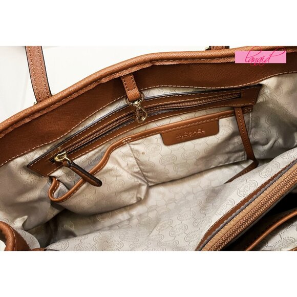 Michael Kors Jet Set Saffiano Leather Tote Bag Luggage Large Big Shoulder Purse - Picture 9 of 16